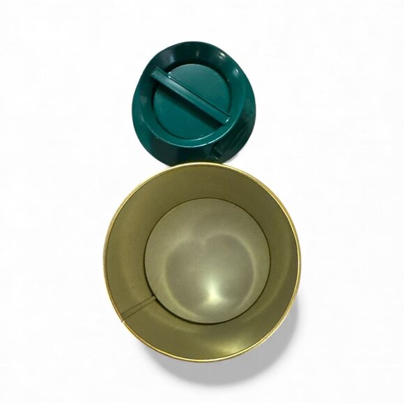 Decorative Green & Gold Metal Tin With Bird Design - 6" Tall - Picture 3 of 7